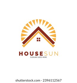 House Sun Icon Vector Logo Template Illustration Design