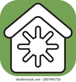 House with sun, illustration, vector on a white background.