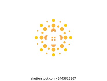 house sun logo design. minimalist home real estate symbol icon vector