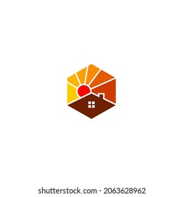 House Sun Logo, Logo Sun And House. Vector Logo