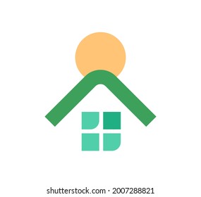 plantilla de diseño de vectores del logotipo del sol de casa