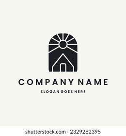 House sun Logo vector design template black logo and white background