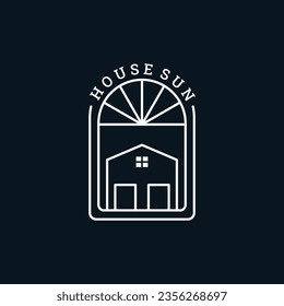 House sun logo vector icon illustration hipster vintage retro