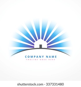 House With Sun Rays Company Logo Design