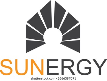Casa con rayos solares que simbolizan la energía solar y la vida sostenible.