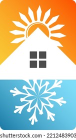 House sun and snowflake. Air conditioning and heating home symbol