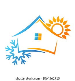 House sun and snowflake symbol for business