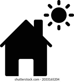house sun vector glyph flat icon