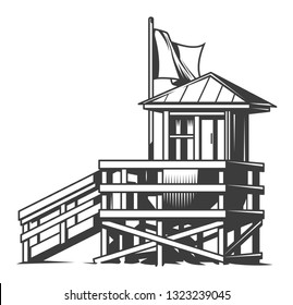 House of surfing club in vintage monochrome style isolated vector illustration