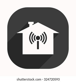 The house is surrounded by a network icon. vector design