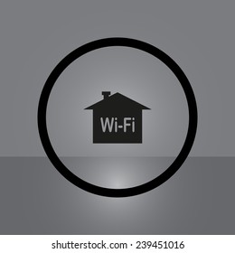 The house is surrounded by a network wi-fi on gray background, vector, EPS 10