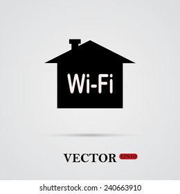 The house is surrounded by a network wi-fi , vector, EPS 10