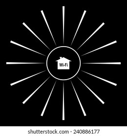 The house is surrounded by a network wi-fi, vector, EPS 10