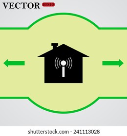 The house is surrounded by a network wi-fi ,  vector,  EPS 10