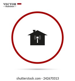 The house is surrounded by a network wi-fi , vector illustration, EPS 10