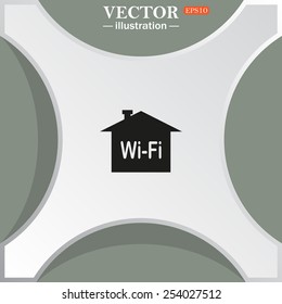 The house is surrounded by a network wi-fi , vector illustration, EPS 10