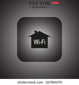 The house is surrounded by a network wi-fi, web icon. vector design