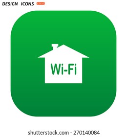 The house is surrounded by a network wi-fi. icon. vector design