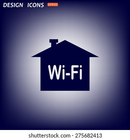 The house is surrounded by a network wi-fi. icon. vector design