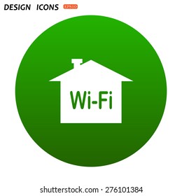 The house is surrounded by a network wi-fi. icon. vector design