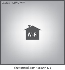 The house is surrounded by a network wi-fi. icon. vector design