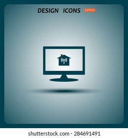 The house is surrounded by a network wi-fi. icon. vector design