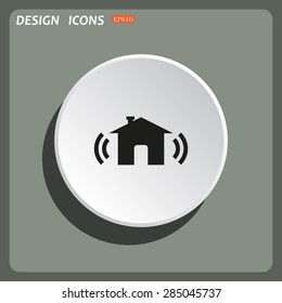 The house is surrounded by a network wi-fi. icon. vector design