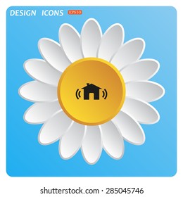 The house is surrounded by a network wi-fi. icon. vector design
