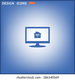 The house is surrounded by a network wi-fi. icon. vector design