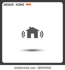 The house is surrounded by a network wi-fi. icon. vector design