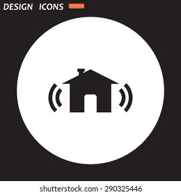The house is surrounded by a network wi-fi. icon. vector design