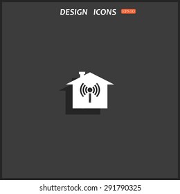 The house is surrounded by a network wi-fi. icon. vector design