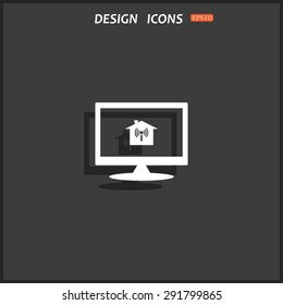 The house is surrounded by a network wi-fi. icon. vector design