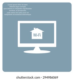 The house is surrounded by a network wi-fi. icon. vector design