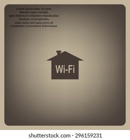 The house is surrounded by a network wi-fi. icon. vector design