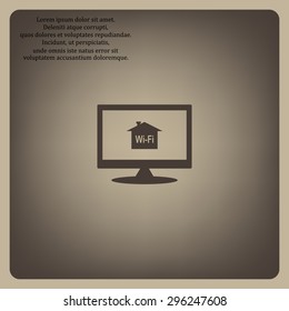 The house is surrounded by a network wi-fi. icon. vector design