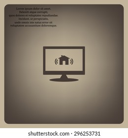 The house is surrounded by a network wi-fi. icon. vector design