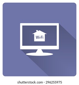 The house is surrounded by a network wi-fi. icon. vector design