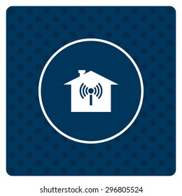 The house is surrounded by a network wi-fi. icon. vector design