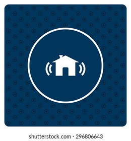 The house is surrounded by a network wi-fi. icon. vector design