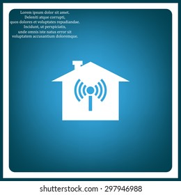 The house is surrounded by a network wi-fi. icon. vector design