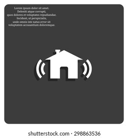 The house is surrounded by a network wi-fi. icon. vector design