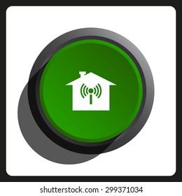 The house is surrounded by a network wi-fi. icon. vector design