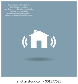 The house is surrounded by a network wi-fi. icon. vector design