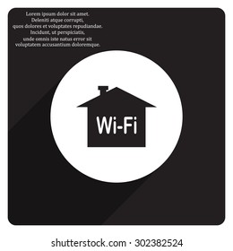 The house is surrounded by a network wi-fi. icon. vector design