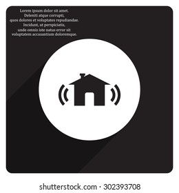 The house is surrounded by a network wi-fi. icon. vector design