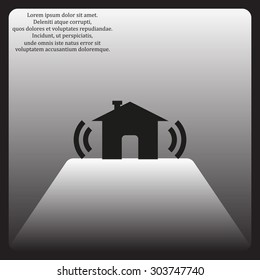 The house is surrounded by a network wi-fi. icon. vector design