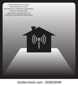 The house is surrounded by a network wi-fi. icon. vector design
