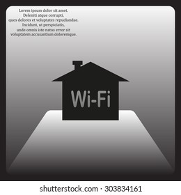 The house is surrounded by a network wi-fi. icon. vector design