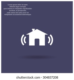 The house is surrounded by a network wi-fi. icon. vector design